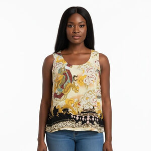 Citron Santa Monica Dragon Cream Gold Dragon Silk Tank Top - Medium